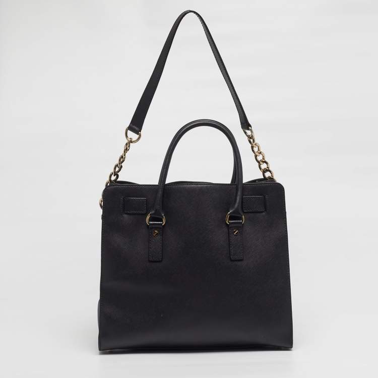 Pre Owned MICHAEL Michael Kors Hamilton Large Black Leather North South Tote
