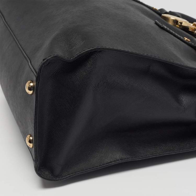 Pre Owned MICHAEL Michael Kors Hamilton Large Black Leather North South Tote