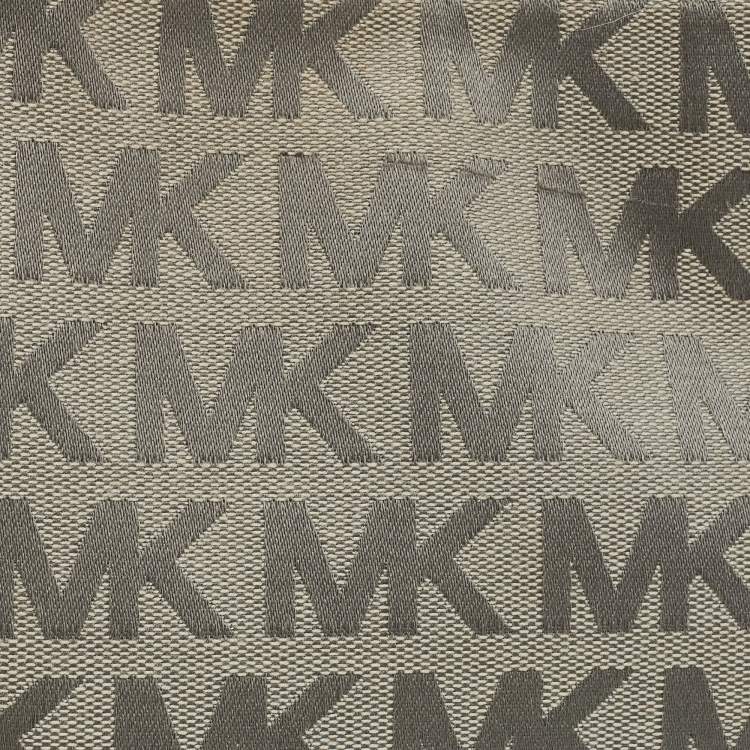 Pre Owned MICHAEL Michael Kors Jet Set Grey Signature Canvas and Leather Tote