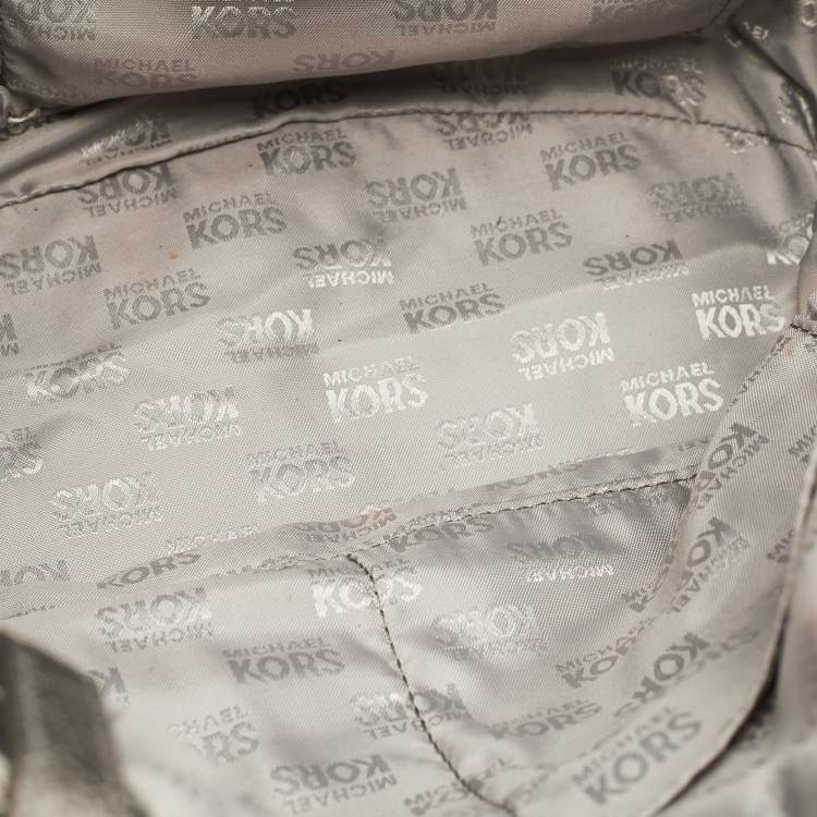 Pre Owned MICHAEL Michael Kors Jet Set Grey Signature Canvas and Leather Tote