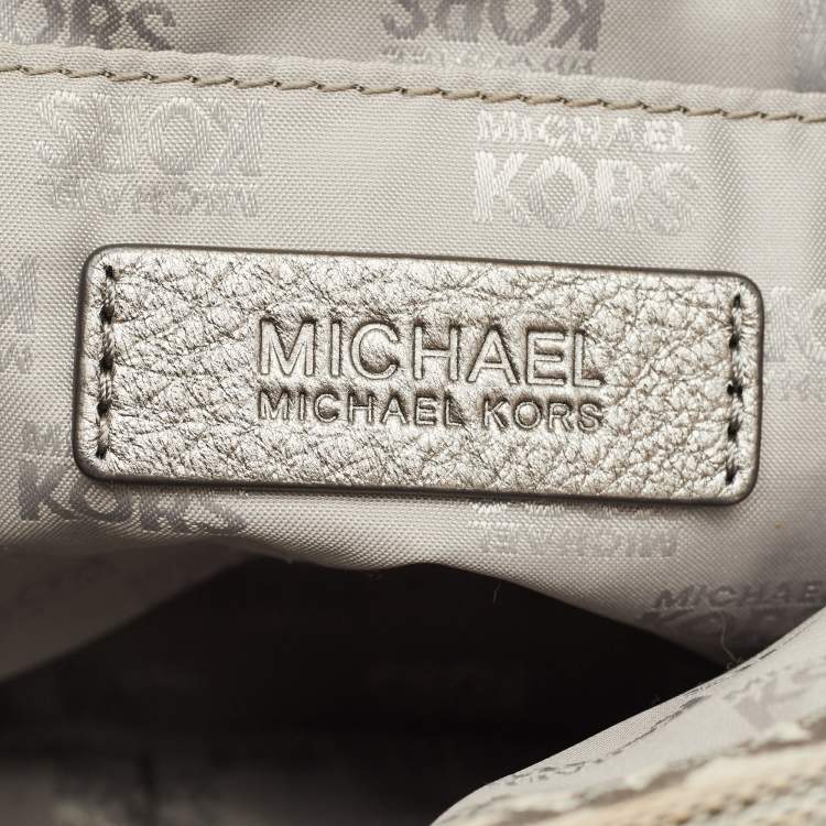 Pre Owned MICHAEL Michael Kors Jet Set Grey Signature Canvas and Leather Tote