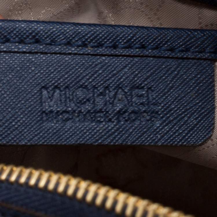 Pre Owned Michael Michael Kors Navy Blue Leather Studded Grayson Satchel