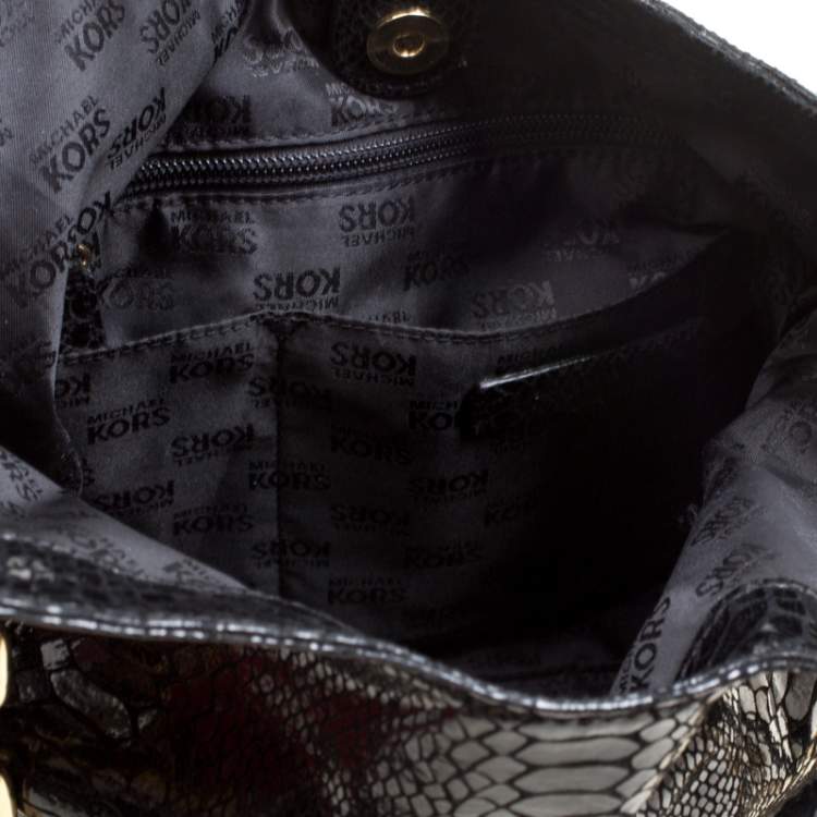 Pre Owned Michael Michael Kors Python Embossed Leather Medium Lilly Chain Tote