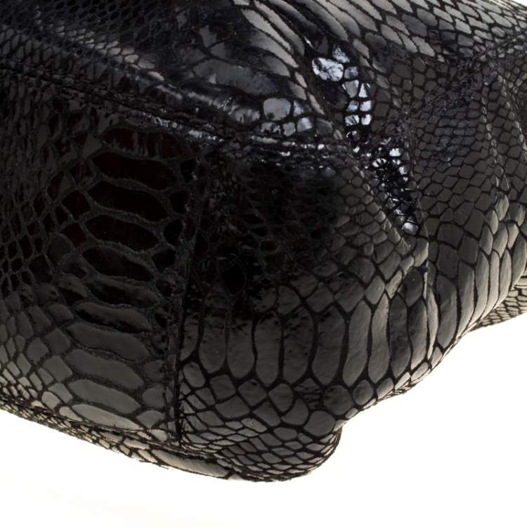 Pre Owned Michael Michael Kors Python Embossed Leather Medium Lilly Chain Tote