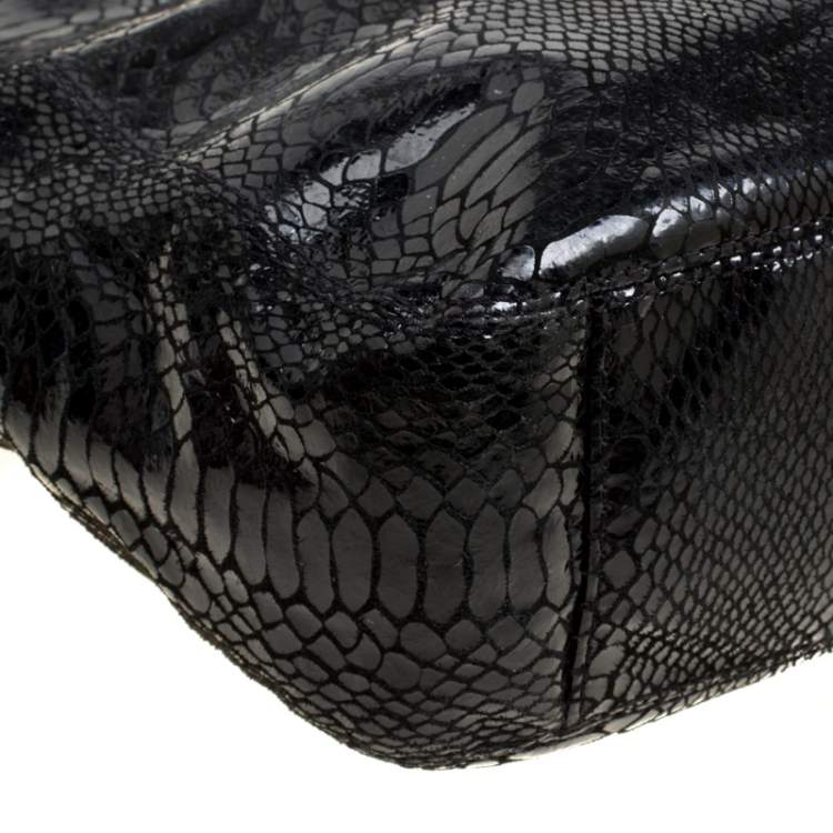 Pre Owned Michael Michael Kors Python Embossed Leather Medium Lilly Chain Tote