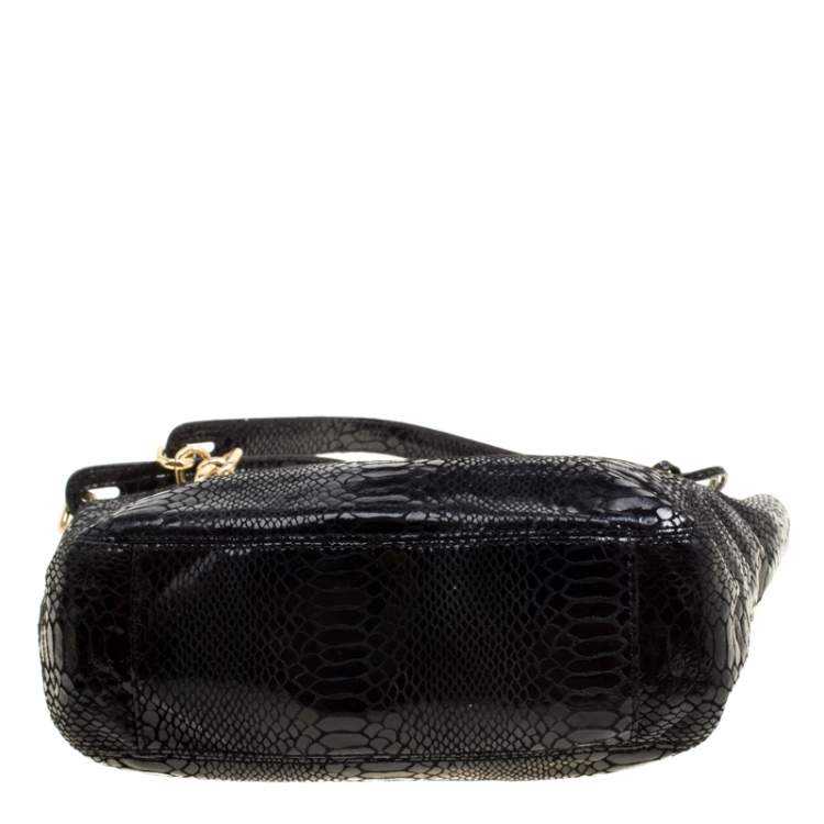 Pre Owned Michael Michael Kors Python Embossed Leather Medium Lilly Chain Tote