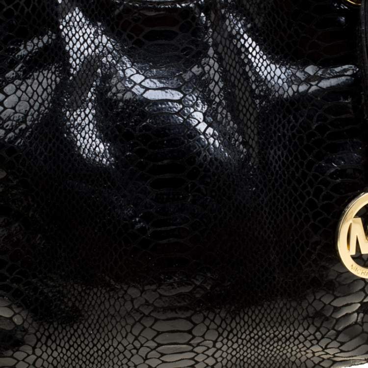 Pre Owned Michael Michael Kors Python Embossed Leather Medium Lilly Chain Tote