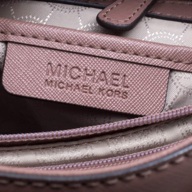 Pre Owned Michael Michael Kors Pale Pink Leather East West Hamilton Top Handle Bag