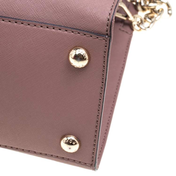 Pre Owned Michael Michael Kors Pale Pink Leather East West Hamilton Top Handle Bag