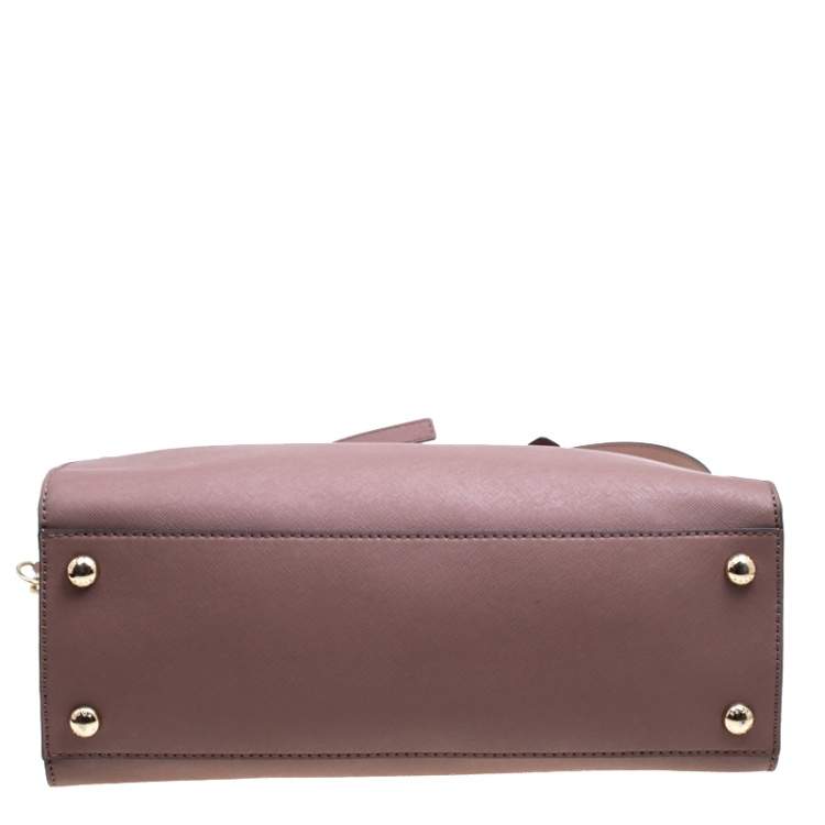 Pre Owned Michael Michael Kors Pale Pink Leather East West Hamilton Top Handle Bag