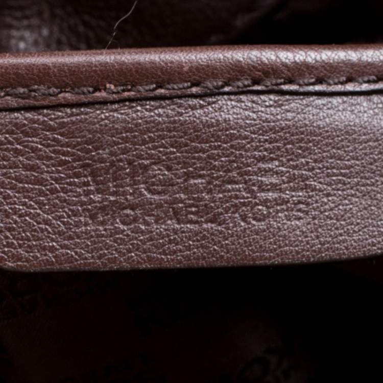 Pre Owned Michael Michael Kors Brown Leather Astor Grommet Drawstring Tote