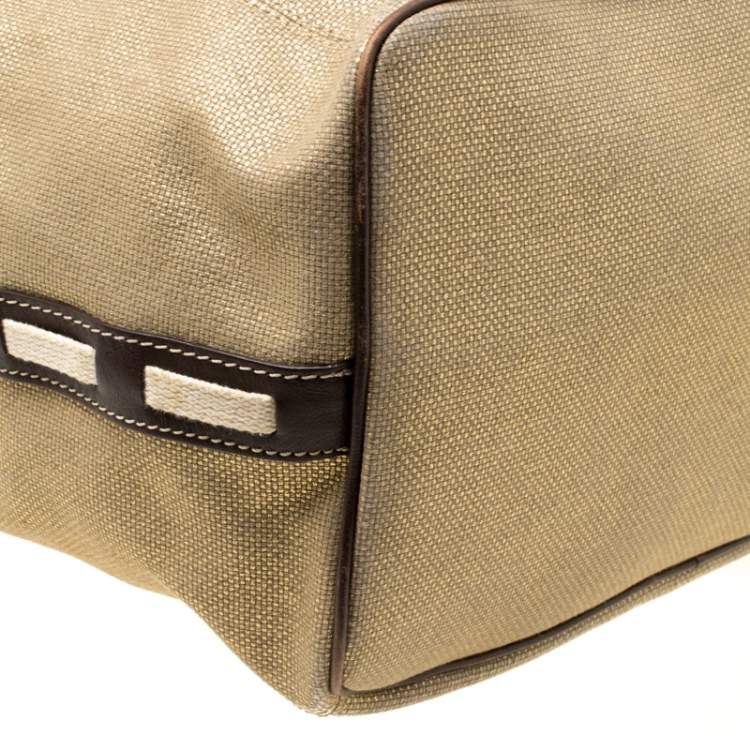 Pre Owned Michael Michael Kors Metallic Gold Canvas Large Marina Tote 