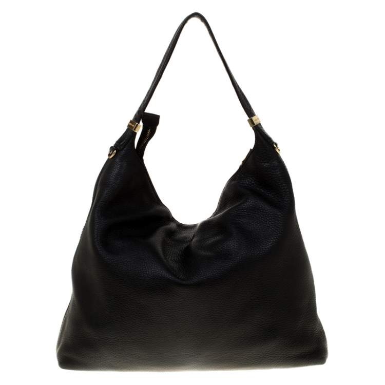 Pre Owned Michael Michael Kors Black Leather Tassel Hobo