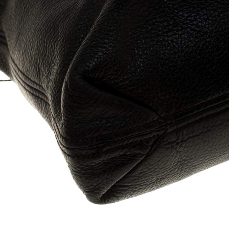 Pre Owned Michael Michael Kors Black Leather Tassel Hobo