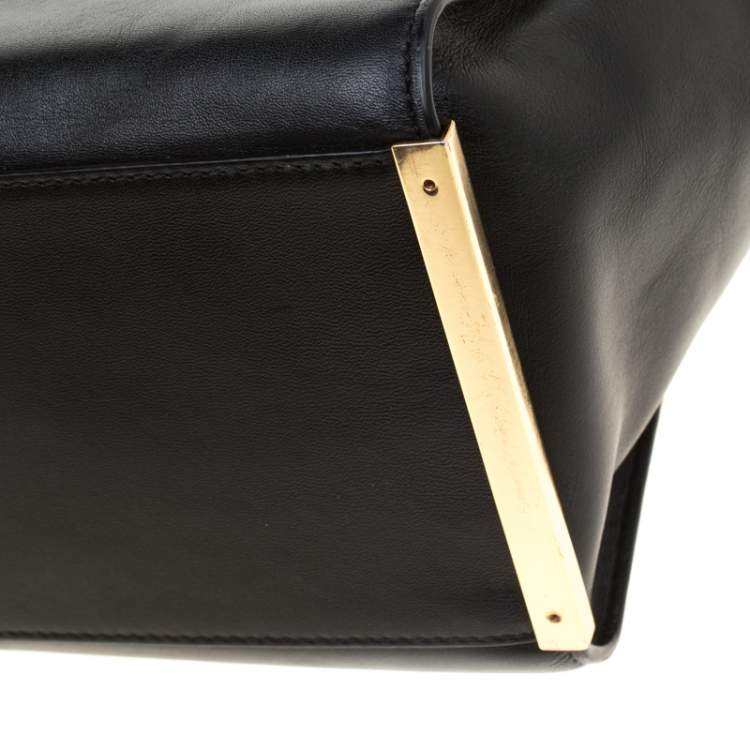 Pre Owned Michael Michael Kors Black Leather Top Handle Bag