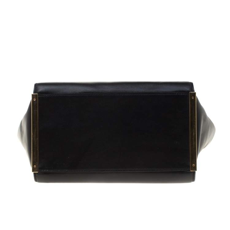 Pre Owned Michael Michael Kors Black Leather Top Handle Bag