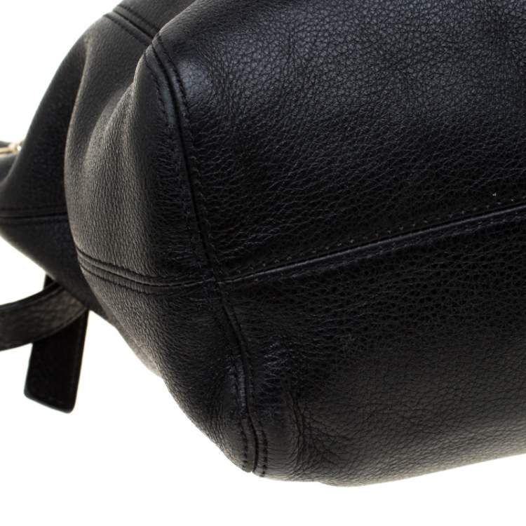 Pre Owned Michael Michael Kors Black Leather Jet Set Chain Hobo