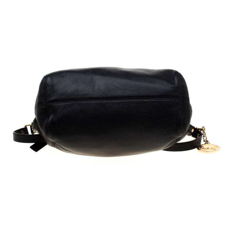Pre Owned Michael Michael Kors Black Leather Jet Set Chain Hobo