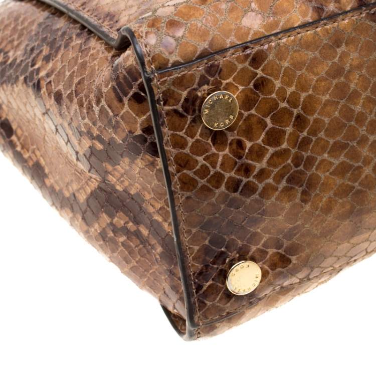 Pre Owned Michael Michael Kors Python Embossed Leather Selma Tote