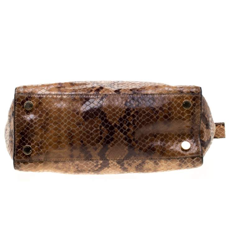 Pre Owned Michael Michael Kors Python Embossed Leather Selma Tote