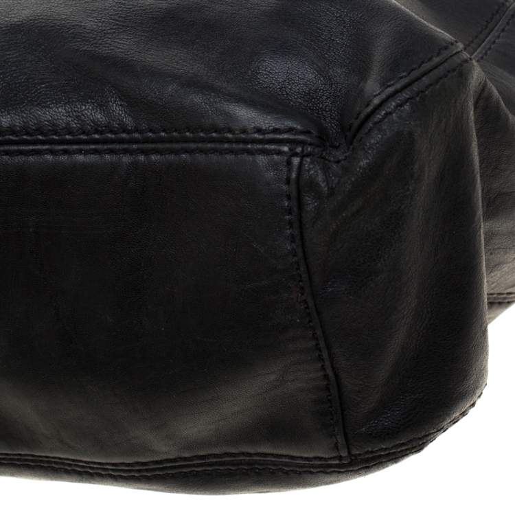 Pre Owned Michael Michael Kors Black Leather Medium Lilly Chain Hobo