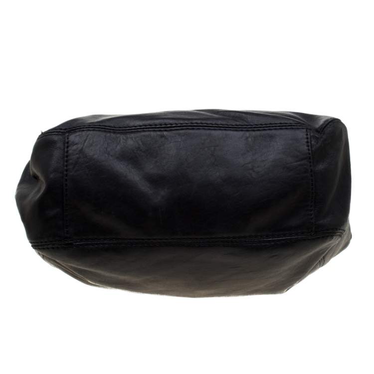 Pre Owned Michael Michael Kors Black Leather Medium Lilly Chain Hobo