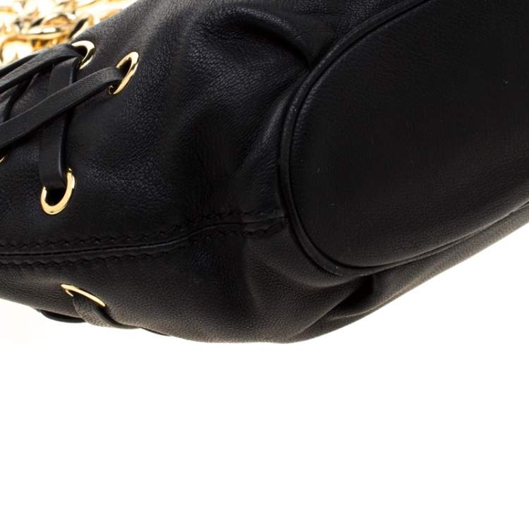 Pre Owned MICAHEL Michael Kors Black Leather Chain Shoulder Bag