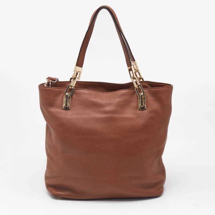 Pre Owned MICHAEL Michael Kors Brown Leather Medium Brooke Tote