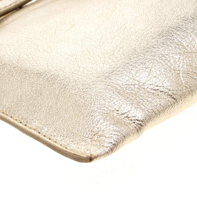 Pre Owned MICHAEL Michael Kors Gold Metallic Leather Wristlet