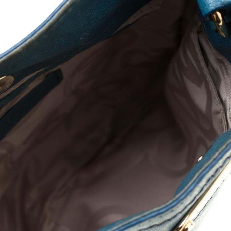 Pre Owned MICHAEL Michael Kors Teal Leather Flat Crossbody Bag