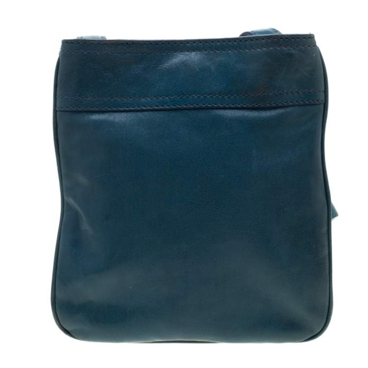 Pre Owned MICHAEL Michael Kors Teal Leather Flat Crossbody Bag