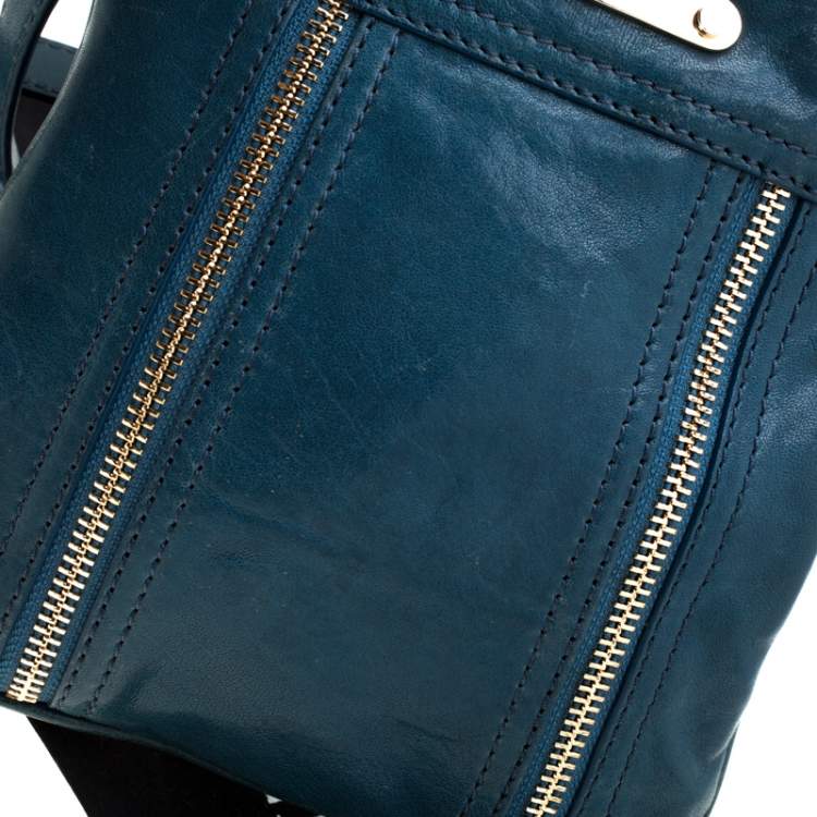 Pre Owned MICHAEL Michael Kors Teal Leather Flat Crossbody Bag