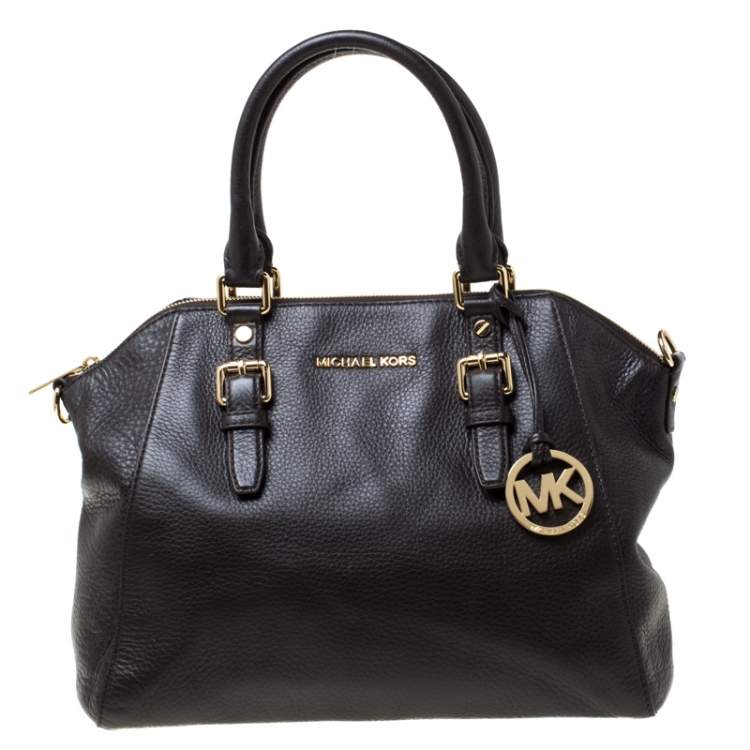 MICHAEL Michael Kors Dark Brown Leather Large Ciara Satchel MICHAEL ...