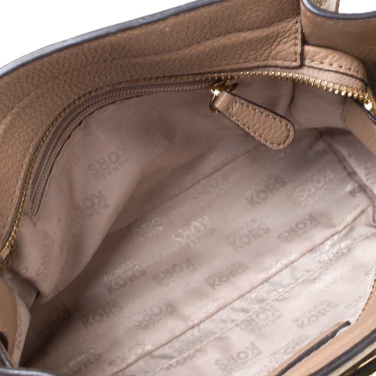Pre Owned MICHAEL Michael Kors Light Brown Leather Hamilton Crossbody Bag