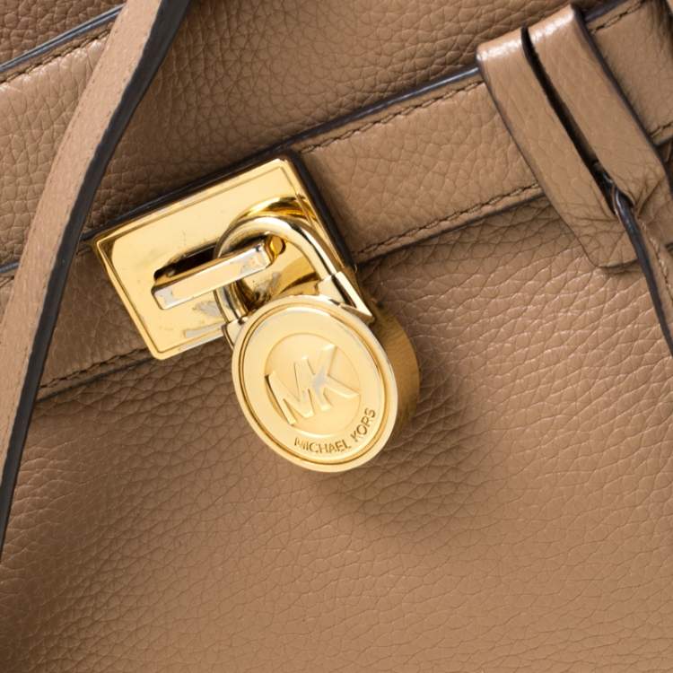 Pre Owned MICHAEL Michael Kors Light Brown Leather Hamilton Crossbody Bag