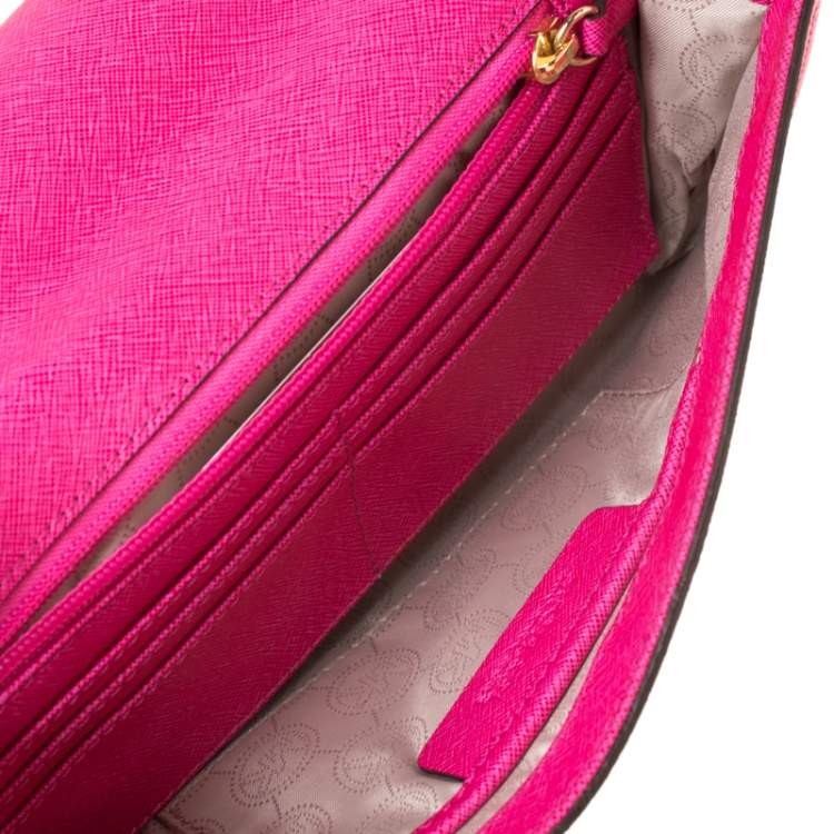 Pre Owned Michael Michael Kors Magenta Leather Lana Clutch Bag