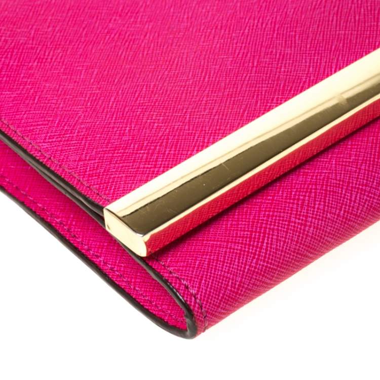 Pre Owned Michael Michael Kors Magenta Leather Lana Clutch Bag