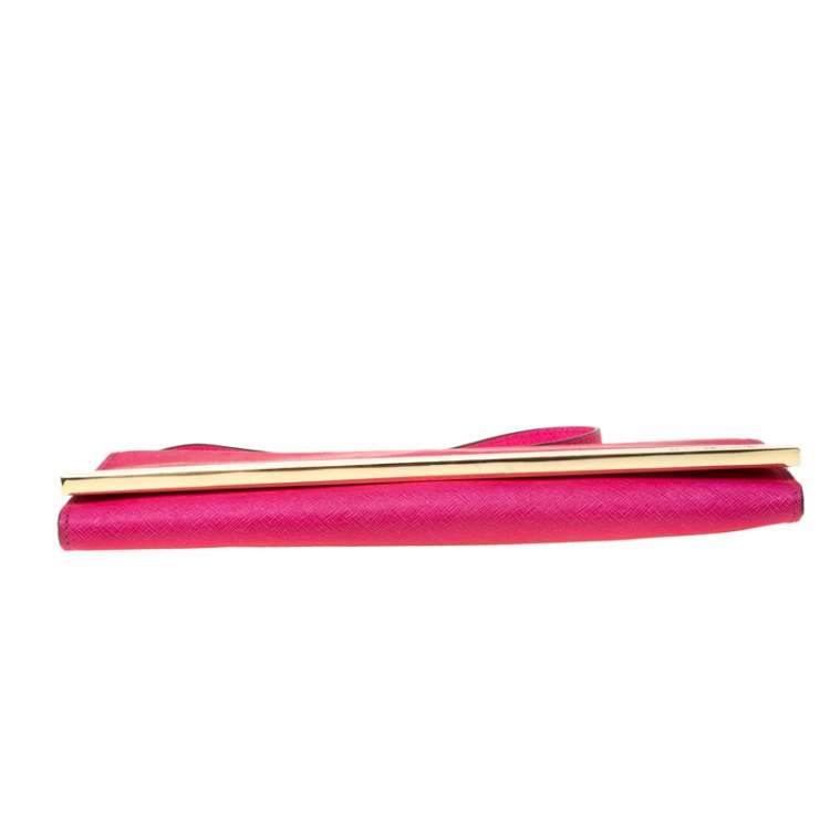 Pre Owned Michael Michael Kors Magenta Leather Lana Clutch Bag