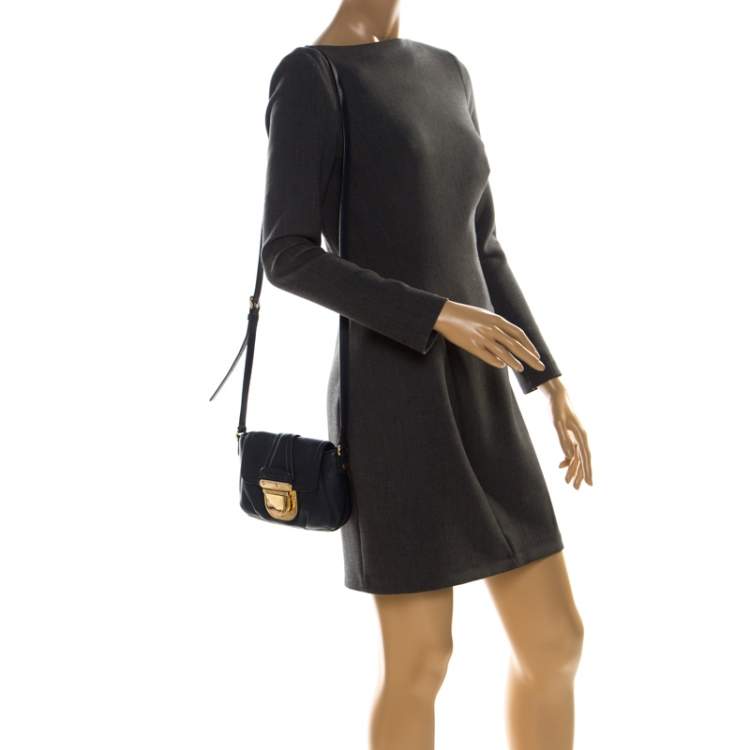 Pre Owned MICHAEL Michael Kors Blue Leather Bridgette Crossbody Bag 