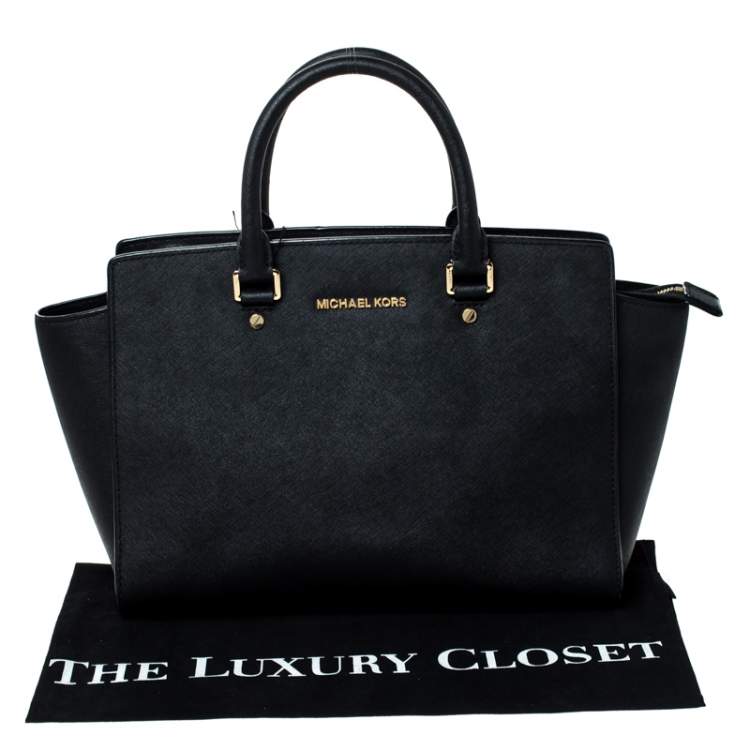 Pre Owned Michael Kors Black Saffiano Leather Medium Selma Tote