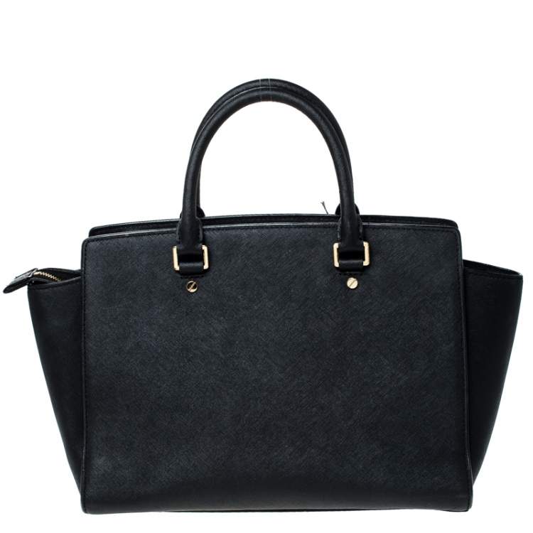 Pre Owned Michael Kors Black Saffiano Leather Medium Selma Tote