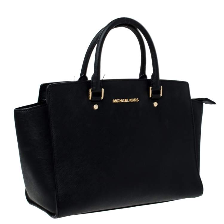 Pre Owned Michael Kors Black Saffiano Leather Medium Selma Tote