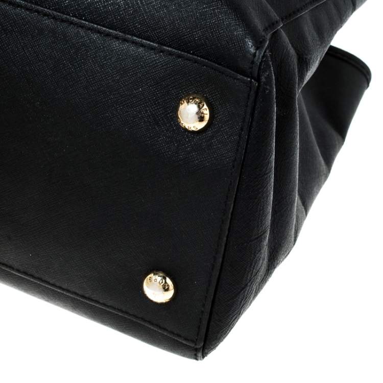 Pre Owned Michael Kors Black Saffiano Leather Medium Jet Set Travel Tote