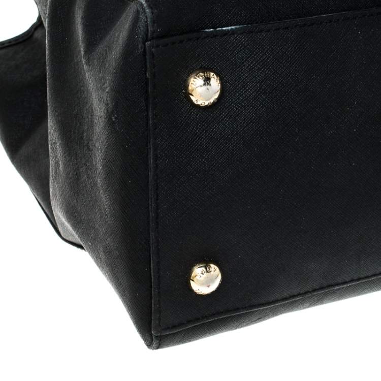 Pre Owned Michael Kors Black Saffiano Leather Medium Jet Set Travel Tote