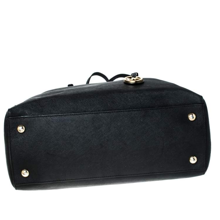Pre Owned Michael Kors Black Saffiano Leather Medium Jet Set Travel Tote