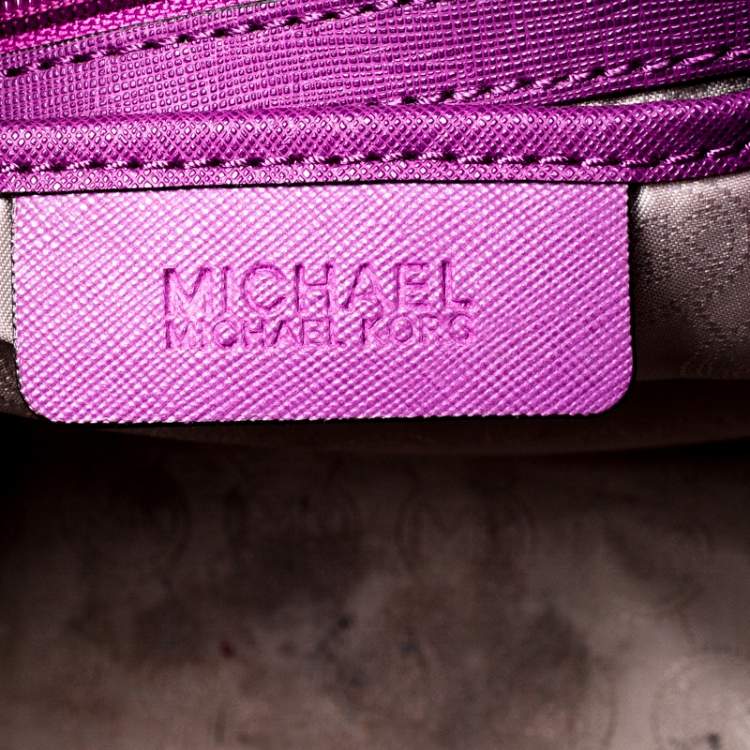 Pre Owned MICHAEL Michael Kors Purple Leather Large Selma Tote