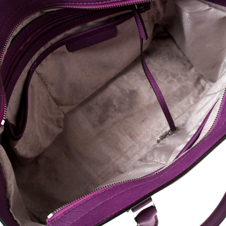 Pre Owned MICHAEL Michael Kors Purple Leather Large Selma Tote