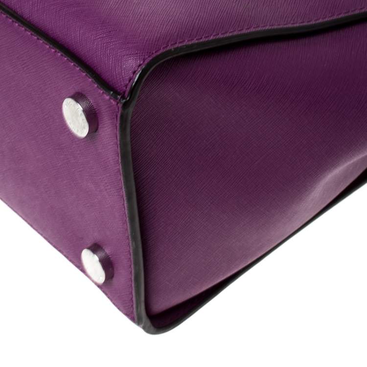 Pre Owned MICHAEL Michael Kors Purple Leather Large Selma Tote