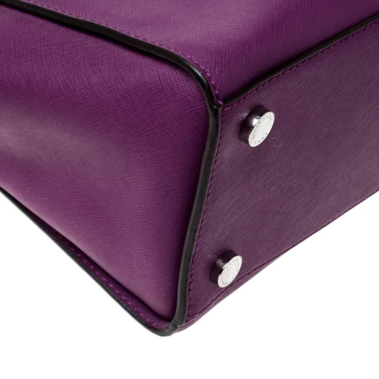 Pre Owned MICHAEL Michael Kors Purple Leather Large Selma Tote