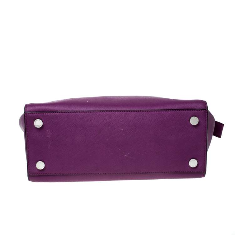 Pre Owned MICHAEL Michael Kors Purple Leather Large Selma Tote